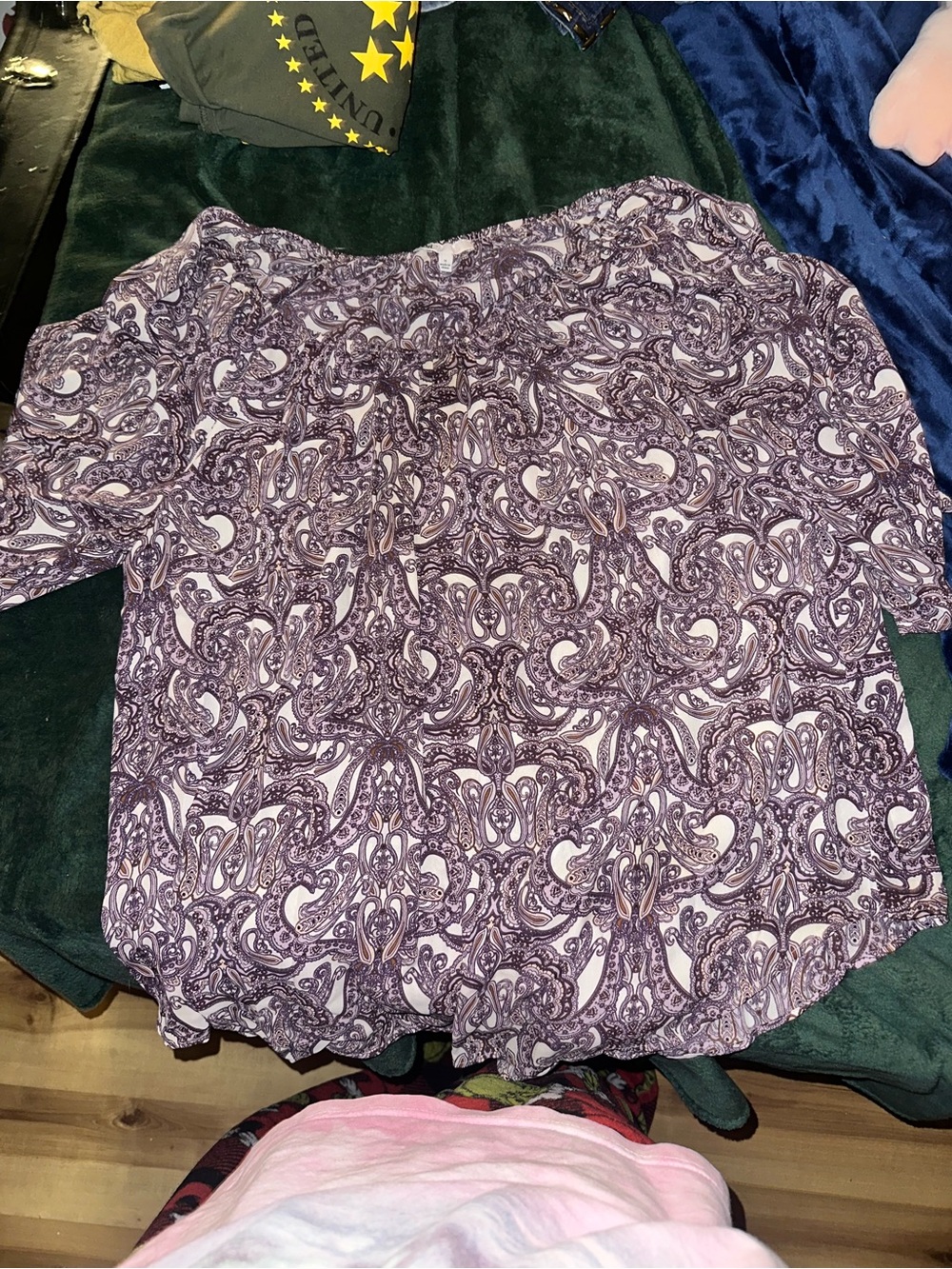 Women’s Off-Shoulder Paisley Blouse - Purple